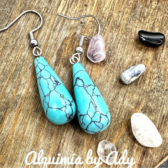 Alquimia by Ady Turquoise Teardrop Earrings - Picture 1 of 5